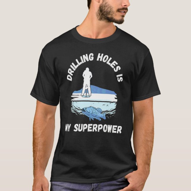 Isfiske Kan Inte Fungera Stång Ishål Fiskare Borr T Shirt (Framsida)