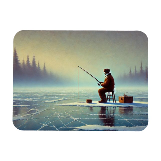 Isfiske på en mistfryst sjö magnet (Horisontell)