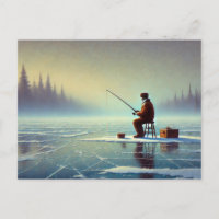 Isfiske på en mistfryst sjö