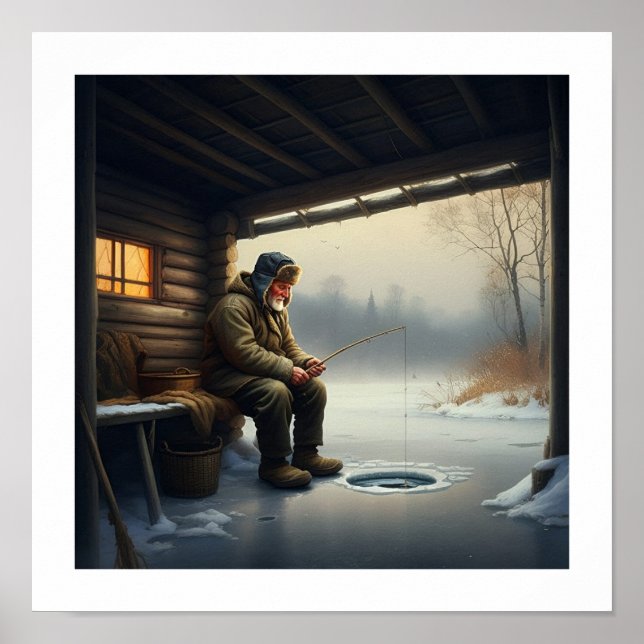 Isfiske på vintern poster (Framsidan)