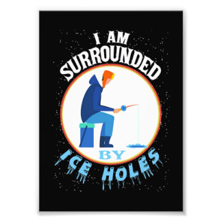 Isfisket jag är omringad av Ice Hål Fototryck