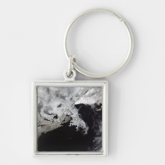 Isfyllnad Bukt i St Lawrence Fyrkantig Silverfärgad Nyckelring (Framsidan)