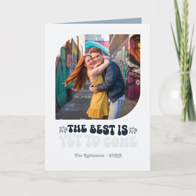 Isglamör Champagne Retro Nyårsfoto Helgkort (Framsida)