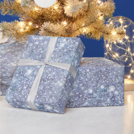 Isglänsande Silver Frost Glitter Vit Glittermönste Presentpapper