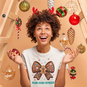 Isglasad och kryddad Gingerbread Coquette-båge T Shirt