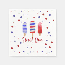 Isglassar Sweet One Röd Vit Blå 1-årsdag Pappersservett