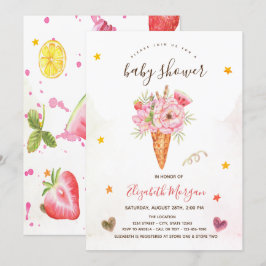 Isglassblommor Baby Shower Inbjudningar