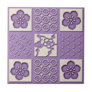 Ishidatami japanese Checkmönster plum Blum 2 Kakelplatta