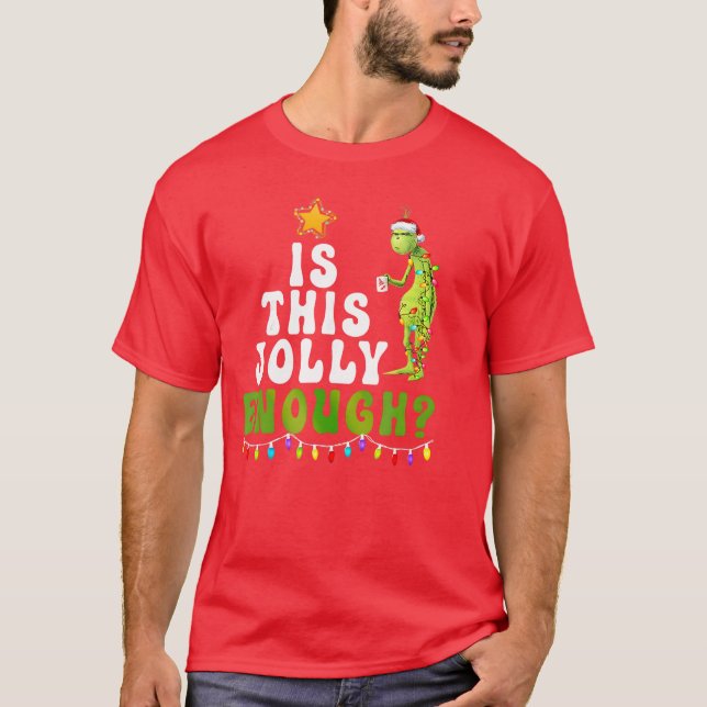 ishis Jolly Enough Green Merry Christmasree Lights T Shirt (Framsida)