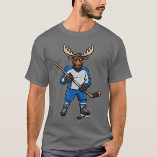 Ishockey Älg Sport Spelare Djur vänner T Shirt