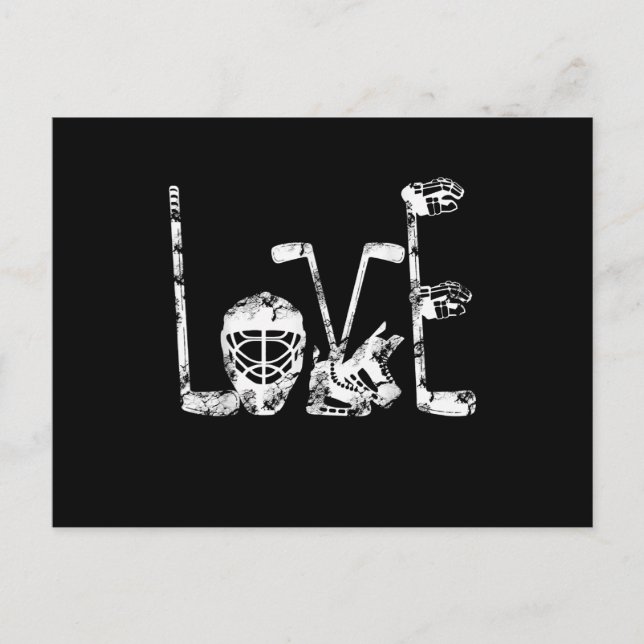 Ishockey Alla hjärtans dag Kärlek Söt present Pojk Inbjudan Vykort (Framsida)