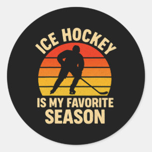 Ishockey är min favorit säsong Retro Vintage Hoc Runt Klistermärke