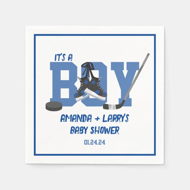 Ishockey Baby Shower Pappersservett (Framsidan)