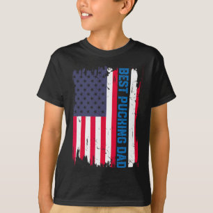 Ishockey Bästa Puckande Pappa Usa Amerikansk Flagg T Shirt