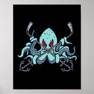 Ishockey Bläckfisk Oceanen Havsmonster Odjur Poster