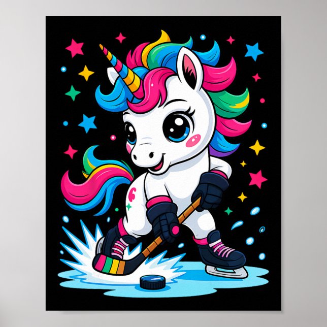 Ishockey Enhörning Kawaii  Poster (Framsidan)