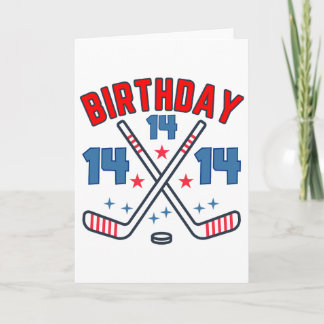 Ishockey Fjorton Födelsedags Pojke 14:e Födelsedag Kort