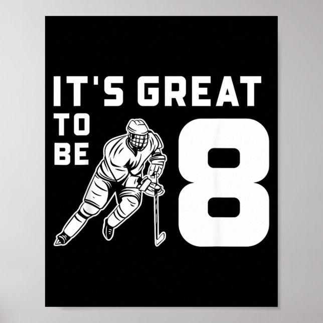 Ishockey födelsedag 8 år pojkar flickor poster (Framsidan)