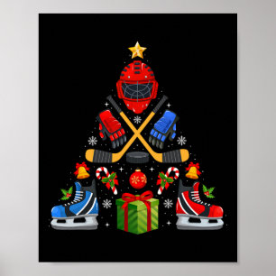 Ishockey Julgran Ljuskedja Röd Tomteluva Xma Poster