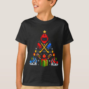 Ishockey julgran Ljuskedja Röd tomteluva Xma T Shirt