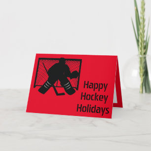 Ishockey julkort - svart röd målvakt kort