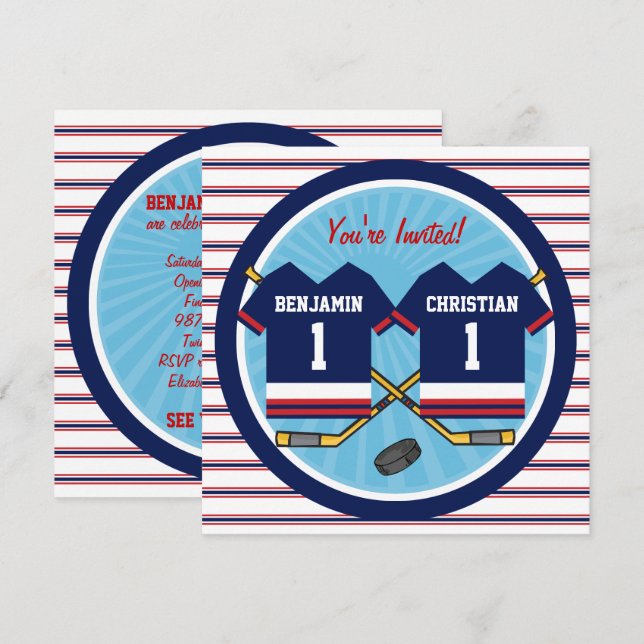 Ishockey kopplar samman den Jersey V2 1st Inbjudningar (Fram/baksida)