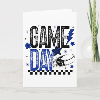 Ishockey Matchdag Hockey Mamma Retro Blå Och Svart Kort
