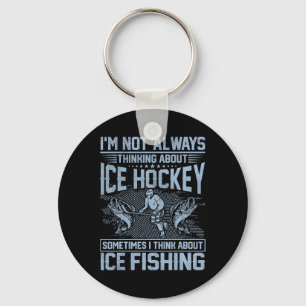 Ishockey och isfiske rolig fiskare humor nyckelring