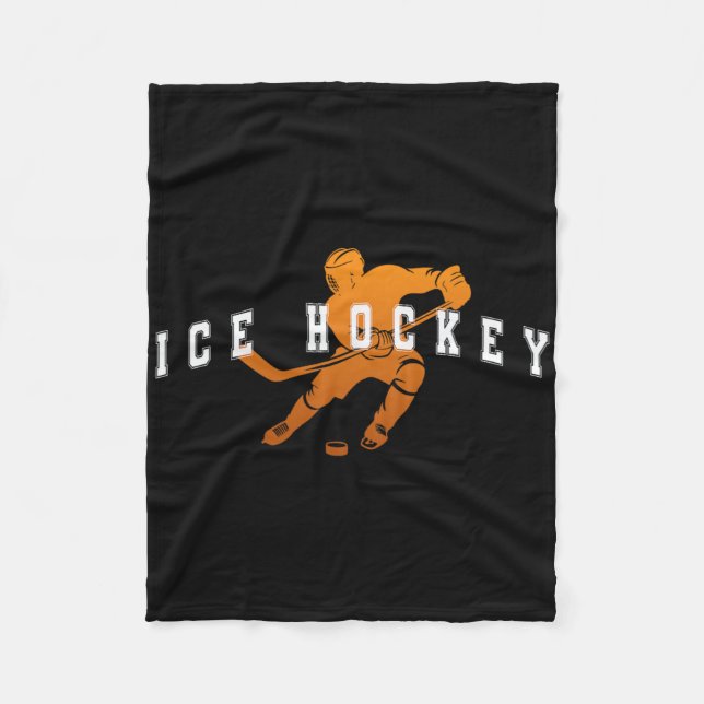Ishockey Orange Team Spelare Universitets Text  Fleecefilt (Framsidan)