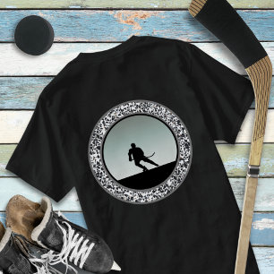 Ishockey Pebble Svart Vitt Rund Design T-Shirt