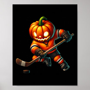 Ishockey Pumpa Ansikte Halloween Kostym Män Pojkar Poster
