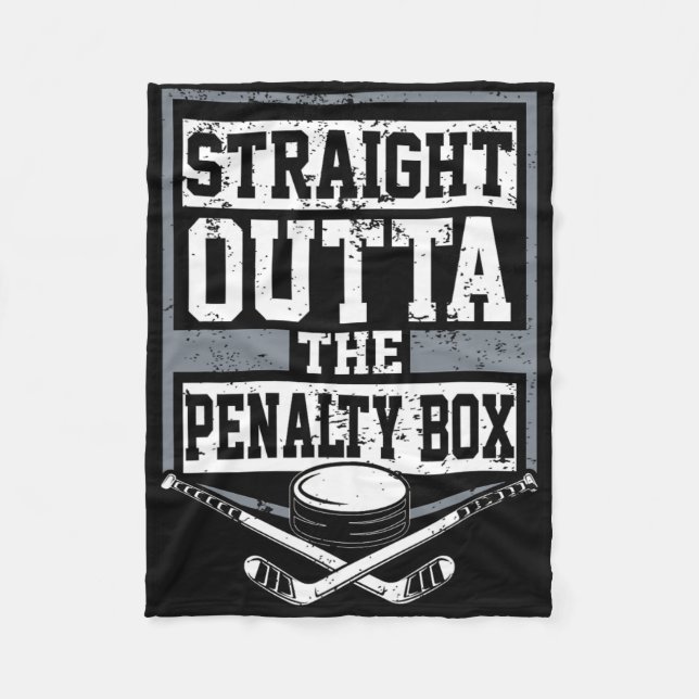 Ishockey rakt ut från straffboxen rolig pl fleecefilt (Framsidan)
