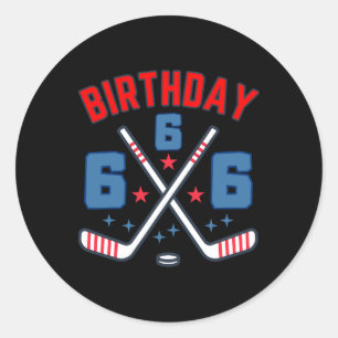 Ishockey Sex Födelsedags Pojke 6-årsfest Pojkar Ål Runt Klistermärke