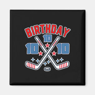 Ishockey tio födelsedags pojke 10-årsfest pojkar å magnet