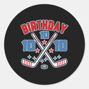 Ishockey tio födelsedags pojke 10-årsfest pojkar å runt klistermärke