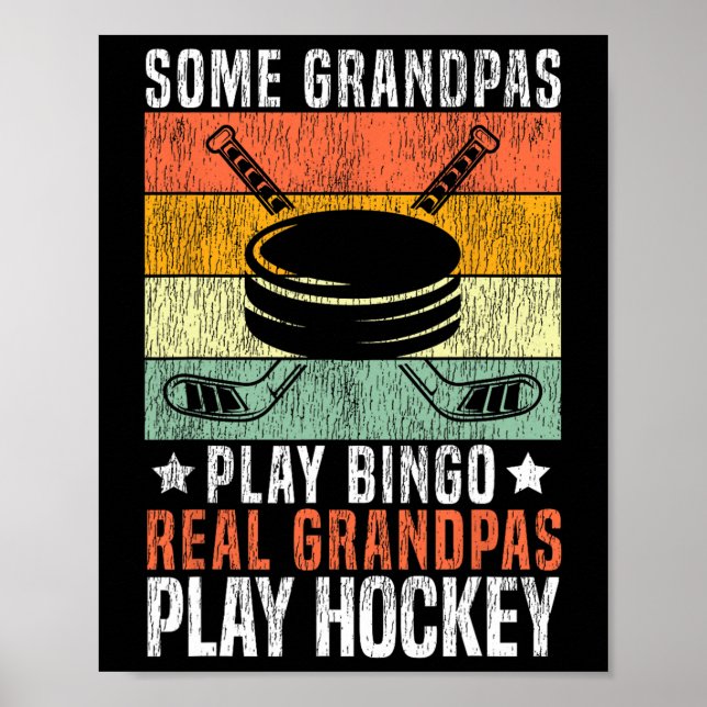 Ishockey Vintage Farfar Retro Några Farfars Pla Poster (Framsidan)