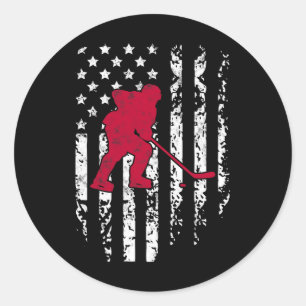 Ishockey Vintersport Vintage Amerikansk Flagga Pat Runt Klistermärke