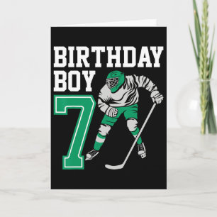 Ishockeyälskande Barn 7-års Hockey Födelsedags Poj Kort
