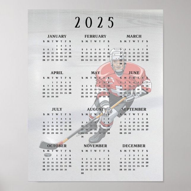 Ishockeydesign 2025 Kalender Poster (Framsidan)