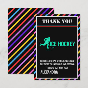 Ishockeyfödelsedagsfest, ishockey tjej spelare tack kort