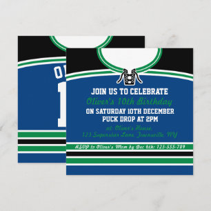 IshockeyJersey inviterar det Themed partyet mallen Inbjudningar