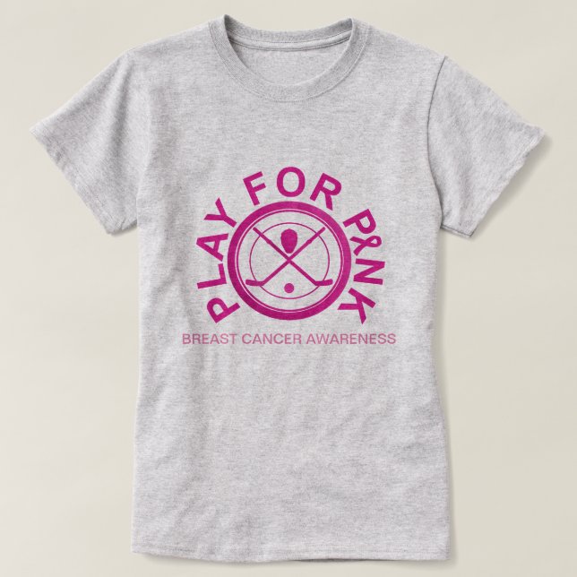 Ishockeylek för bröstcancermedvetenhetskjorta t-shirt (Design framsida)