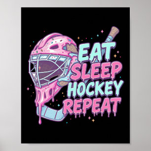 Ishockeymålvaktsmask Ät Sova Hockey Glass Dripp Poster