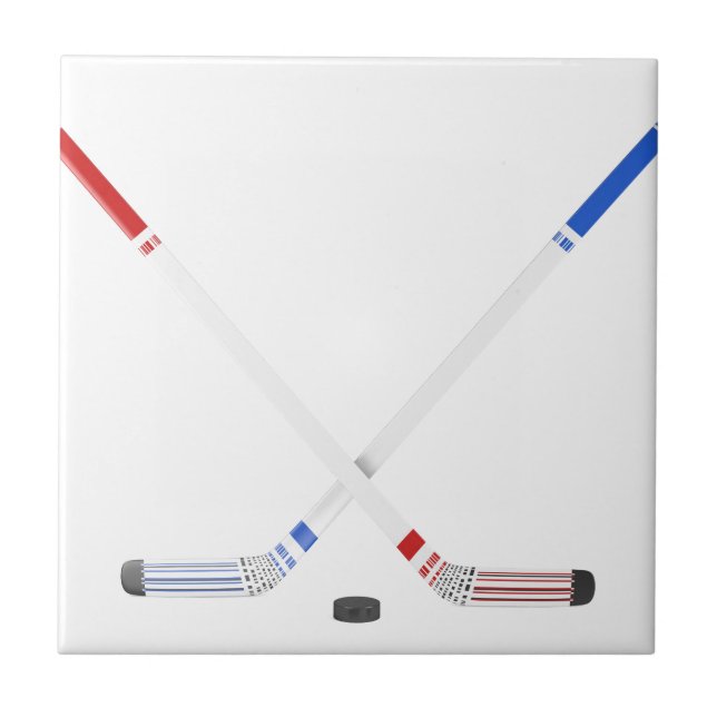 Ishockeypinnar och puck kakelplatta (Framsidan)