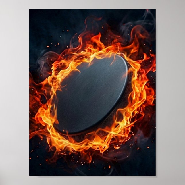 Ishockeypuck i brand  poster (Framsidan)