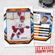 Ishockeysamlarkort i coolt orange vitt