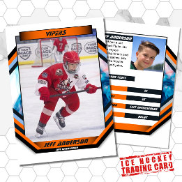 Ishockeysamlarkort i snygg orange-vit design visitkort