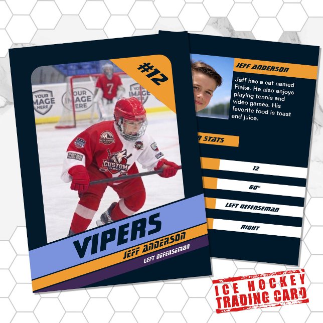 Ishockeysamlingskort i livfull violett (Proudly share youre kids' achievements)