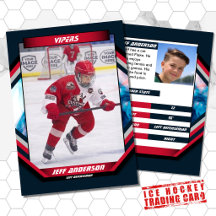 Ishockeysamlingskort i svalt rött mörkblått