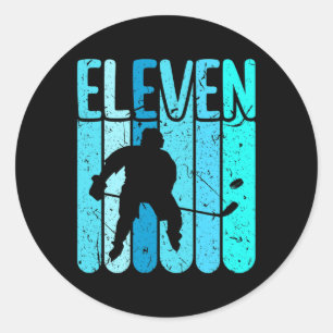 Ishockeyspelare 11-årsdag Pojkar Ishockey Runt Klistermärke